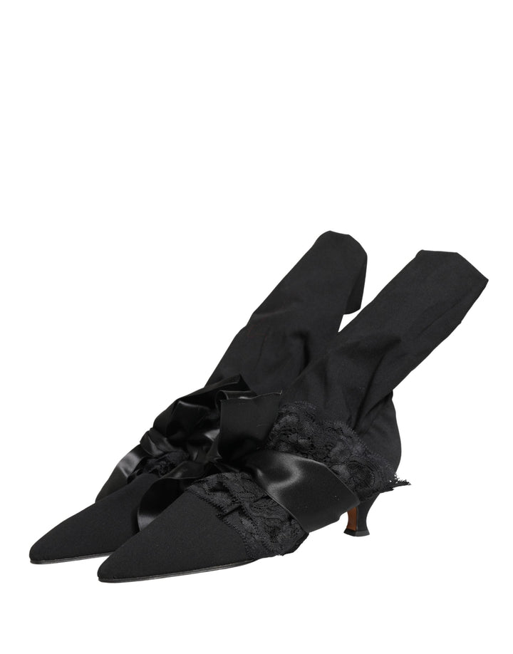Women’s Dolce &amp; Gabbana Black Suede Mid Calf Boots Shoes