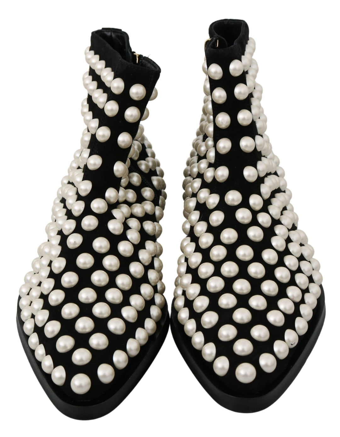 Women’s Dolce &amp; Gabbana Black Suede Pearl Studs Boots Shoes