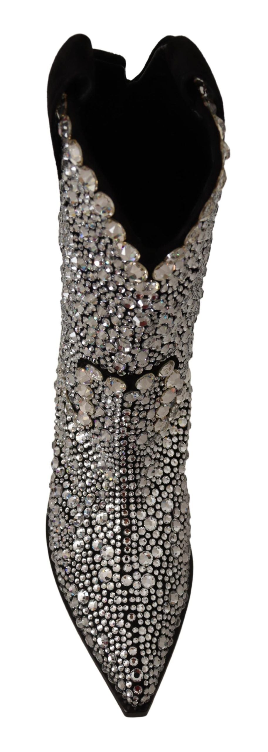 Women’s Dolce &amp; Gabbana Black Suede Strass Crystal Cowgirl Boots