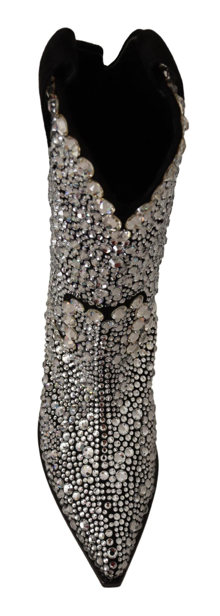 Women’s Dolce &amp; Gabbana Black Suede Strass Crystal Cowgirl Boots