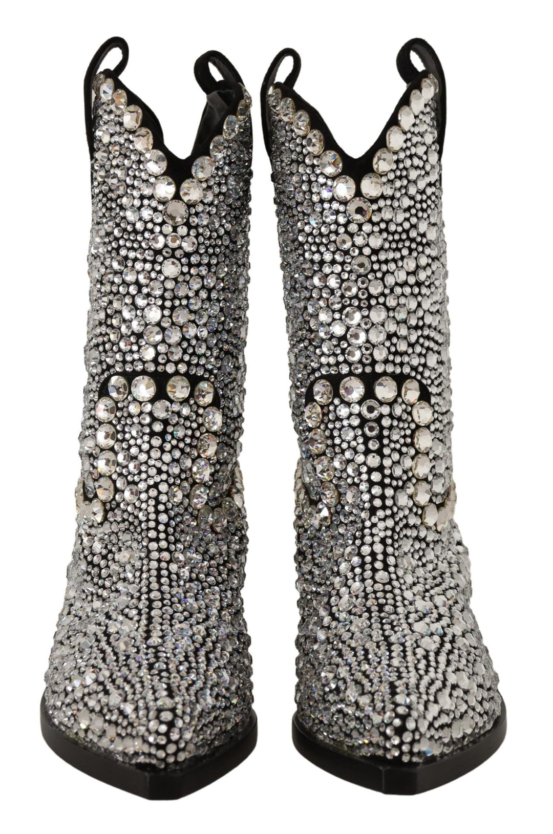 Women’s Dolce &amp; Gabbana Black Suede Strass Crystal Cowgirl Boots