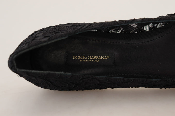 Women’s Dolce &amp; Gabbana Black Taormina Lace Crystals Flats Shoes