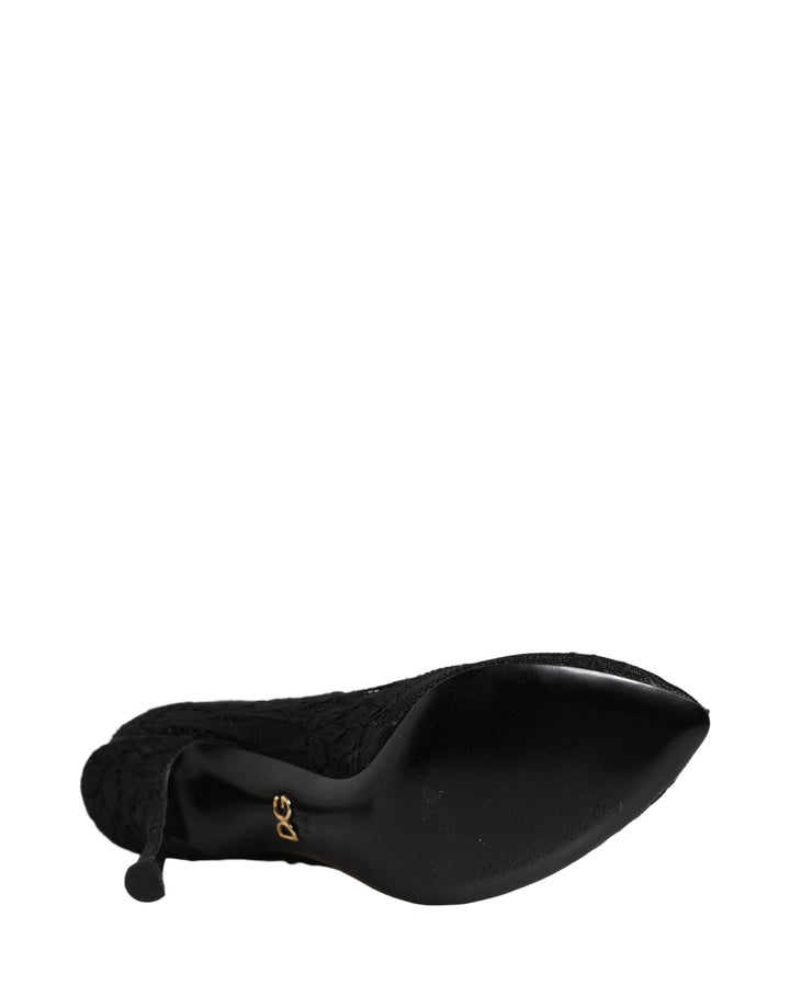 Women’s Dolce &amp; Gabbana Black Taormina Lace Socks Boots Pumps Shoes