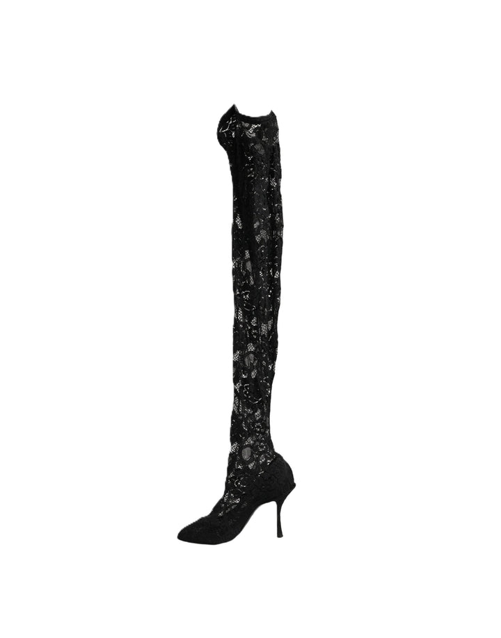 Women’s Dolce &amp; Gabbana Black Taormina Lace Socks Boots Pumps Shoes