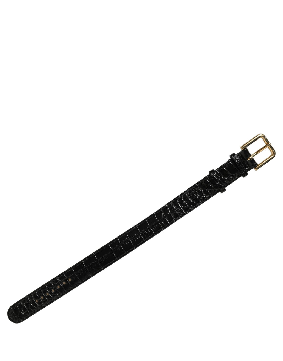 Women’s Dolce &amp; Gabbana Black Textured Leather Gold Buckle Belt Strap Bracelet