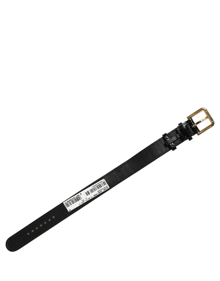 Women’s Dolce &amp; Gabbana Black Textured Leather Gold Buckle Belt Strap Bracelet