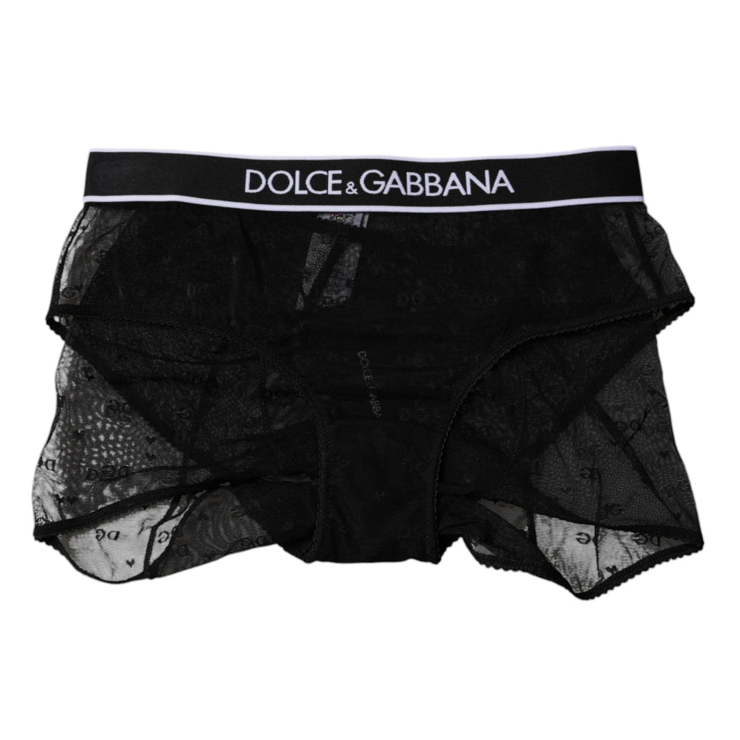 Women’s Dolce &amp; Gabbana Black Tulle Nylon Mid Waist Panty Underwear