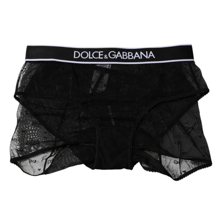 Women’s Dolce &amp; Gabbana Black Tulle Nylon Mid Waist Panty Underwear