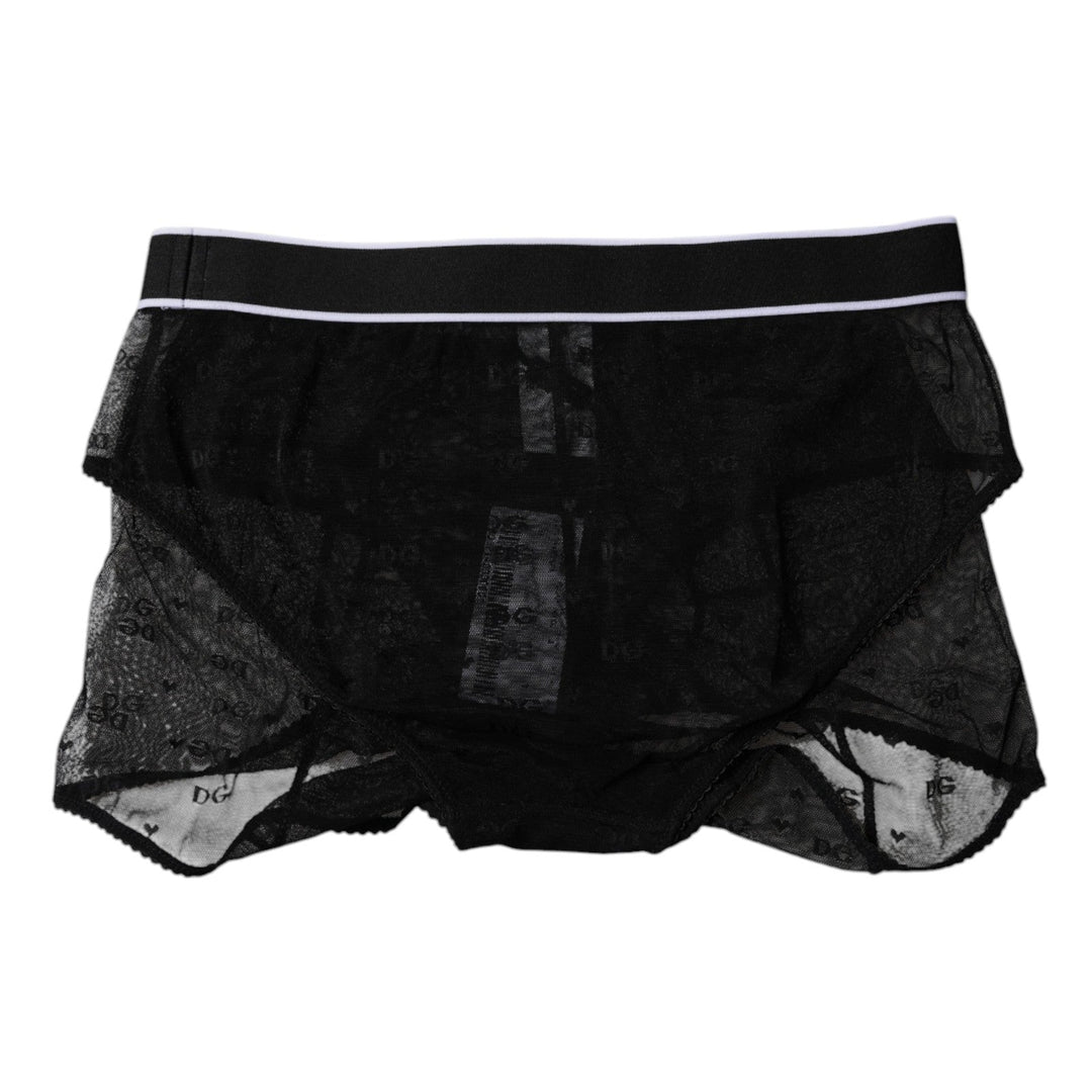 Women’s Dolce &amp; Gabbana Black Tulle Nylon Mid Waist Panty Underwear