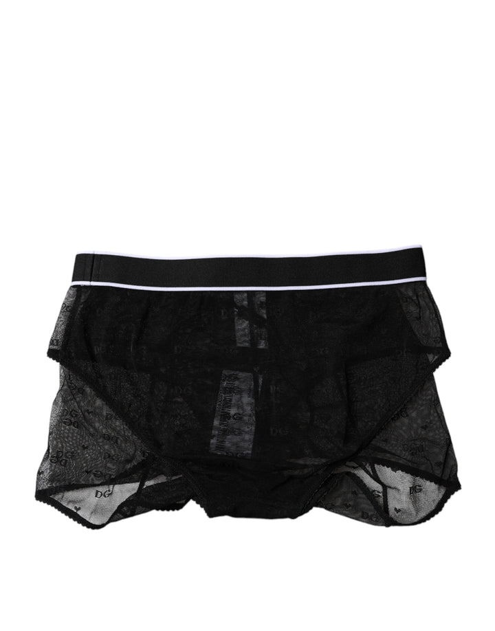 Women’s Dolce &amp; Gabbana Black Tulle Nylon Mid Waist Panty Underwear