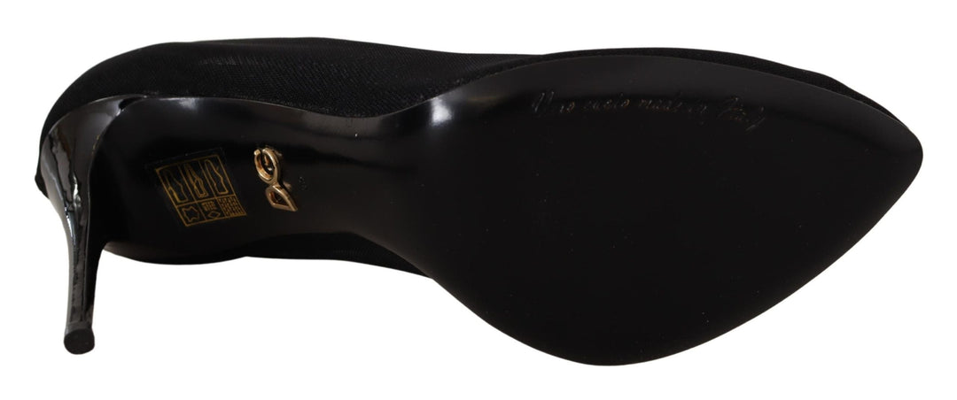 Women’s Dolce &amp; Gabbana Black Tulle Stretch Boots Pumps Shoes