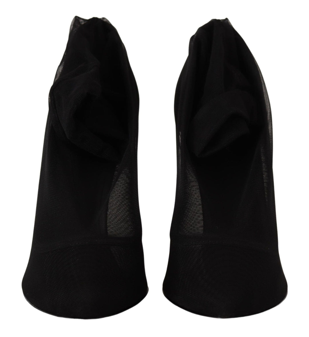 Women’s Dolce &amp; Gabbana Black Tulle Stretch Boots Pumps Shoes