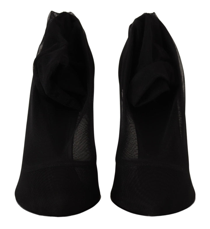 Women’s Dolce &amp; Gabbana Black Tulle Stretch Boots Pumps Shoes
