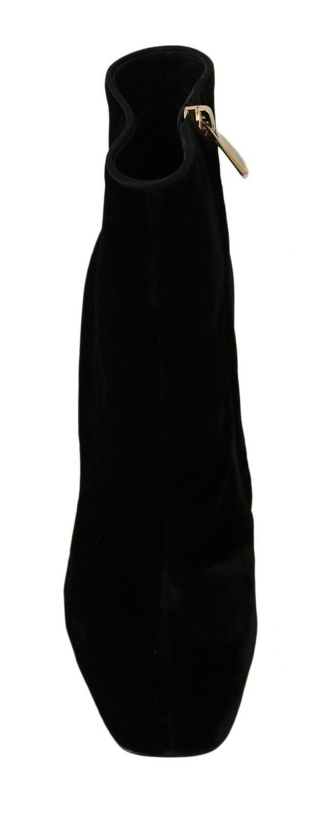 Women’s Dolce &amp; Gabbana Black Velvet Crystal Square Heels Shoes