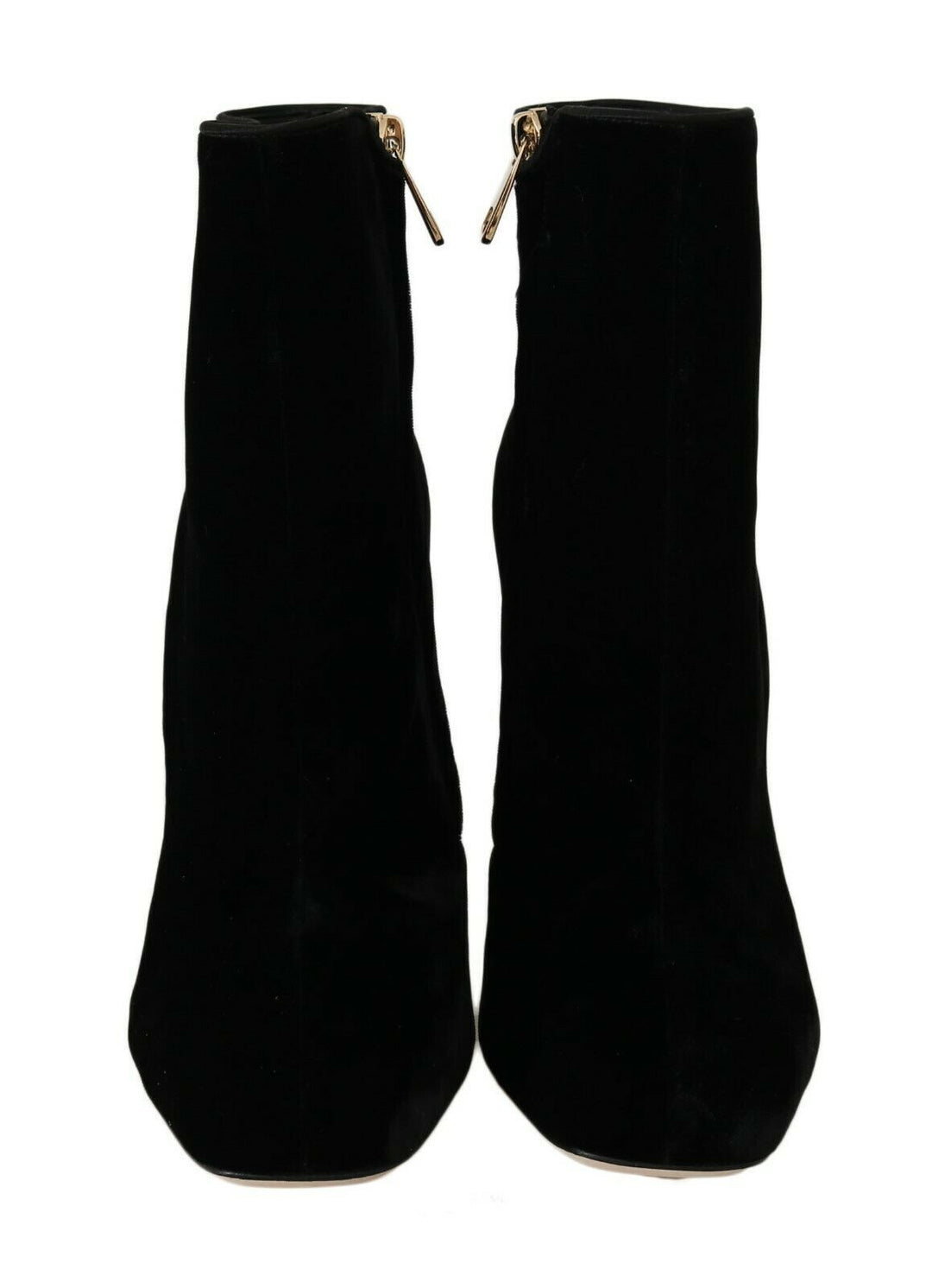 Women’s Dolce &amp; Gabbana Black Velvet Crystal Square Heels Shoes