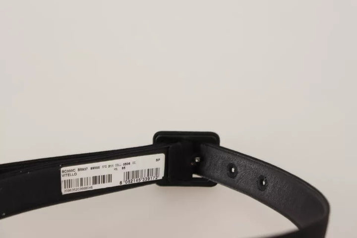 Women’s Dolce &amp; Gabbana Black Velvet Leather Logo Waist Buckle Belt