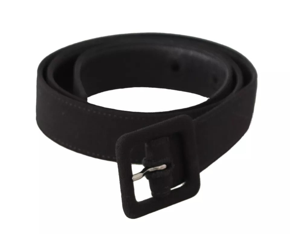 Women’s Dolce &amp; Gabbana Black Velvet Leather Logo Waist Buckle Belt