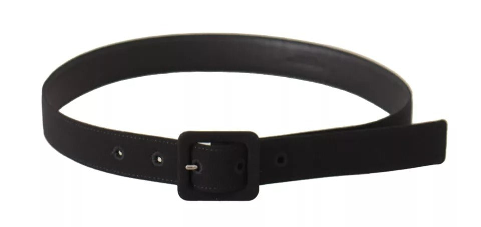Women’s Dolce &amp; Gabbana Black Velvet Leather Logo Waist Buckle Belt
