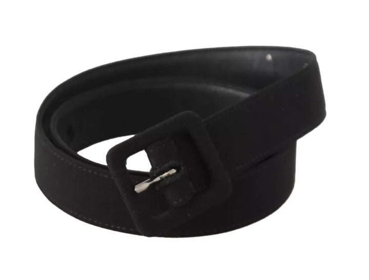Women’s Dolce &amp; Gabbana Black Velvet Leather Logo Waist Buckle Belt