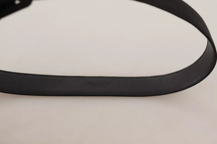 Women’s Dolce &amp; Gabbana Black Velvet Leather Logo Waist Buckle Belt