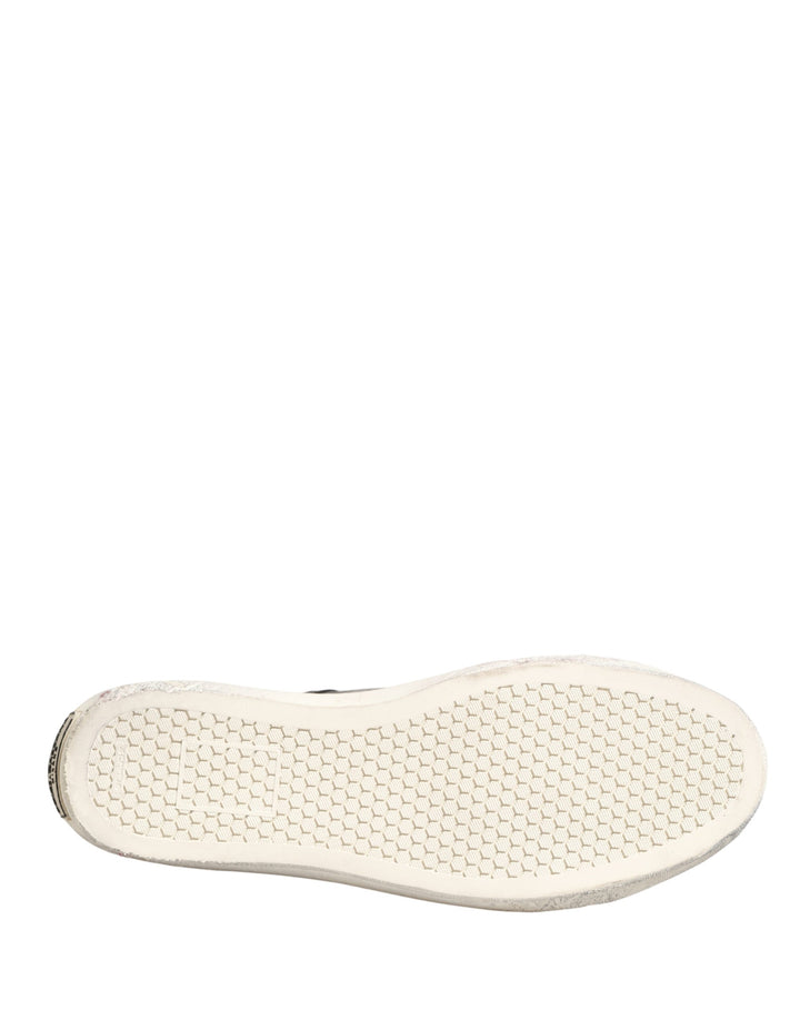 Dolce &amp; Gabbana Black White Canvas Logo Mid Top Sneakers Shoes