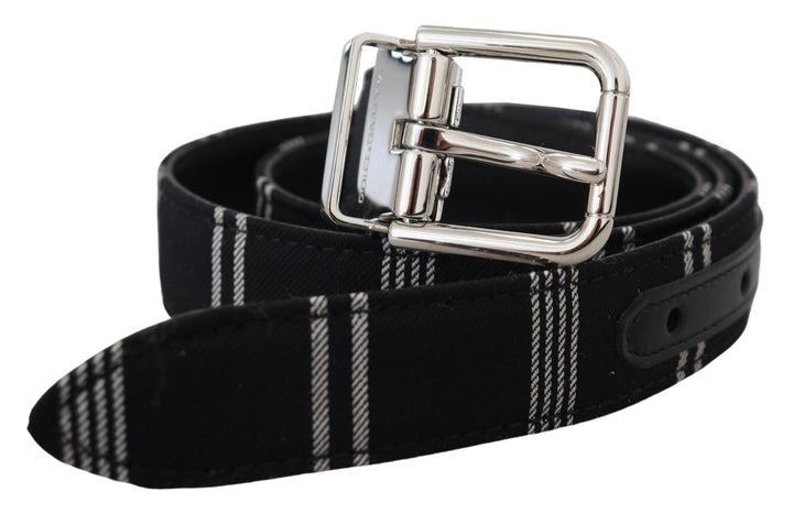 Women’s Dolce &amp; Gabbana Black White Cotton Metal Silver Buckle Belt