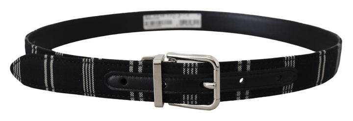 Women’s Dolce &amp; Gabbana Black White Cotton Metal Silver Buckle Belt