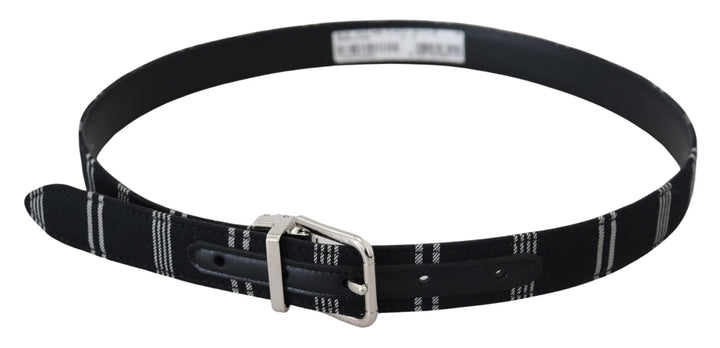 Women’s Dolce &amp; Gabbana Black White Cotton Metal Silver Buckle Belt