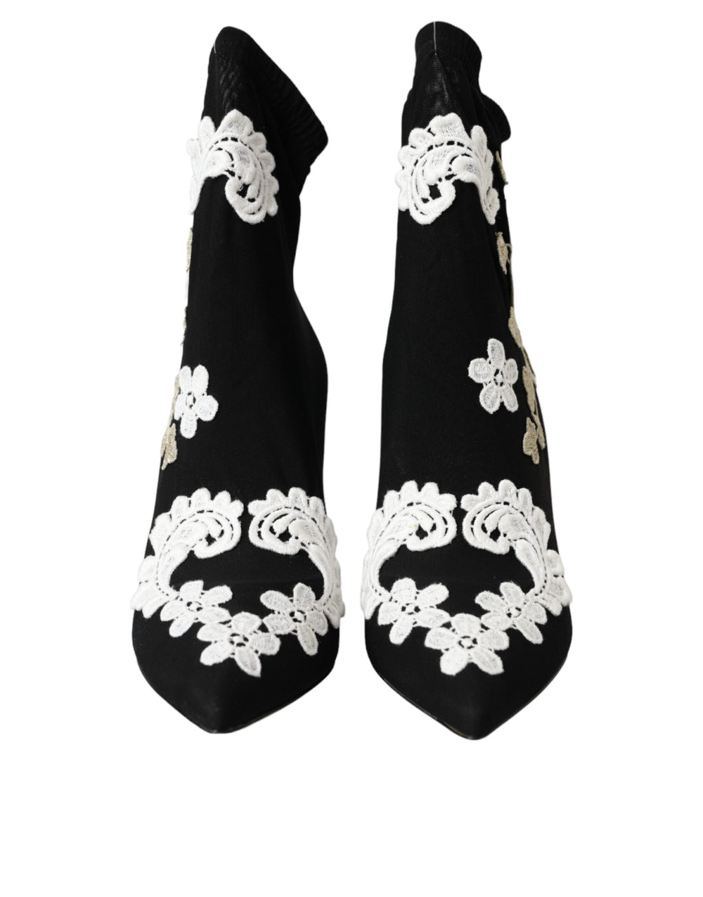 Women’s Dolce & Gabbana Black White Embroidery Slip on Boots Shoes