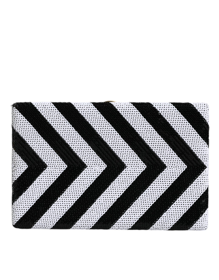 Women’s Dolce &amp; Gabbana Black White Gold Frame Clutch Evening Party Purse Bag