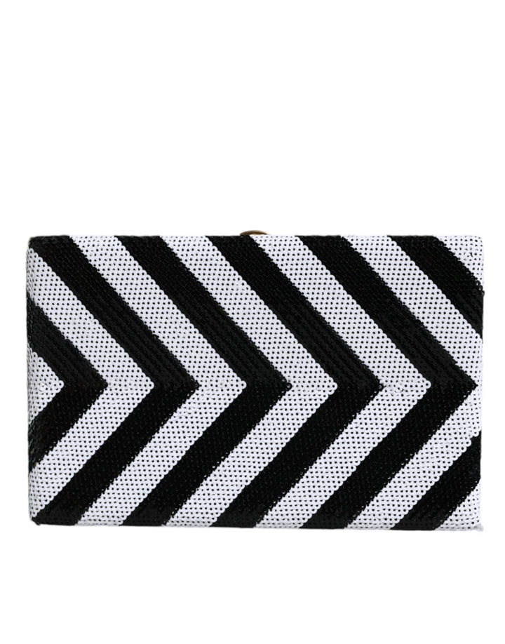 Women’s Dolce &amp; Gabbana Black White Gold Frame Clutch Evening Party Purse Bag