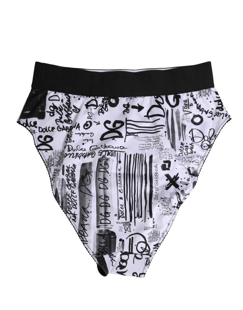 Women’s Dolce & Gabbana Black White Graphic Logo High Brief Underwear