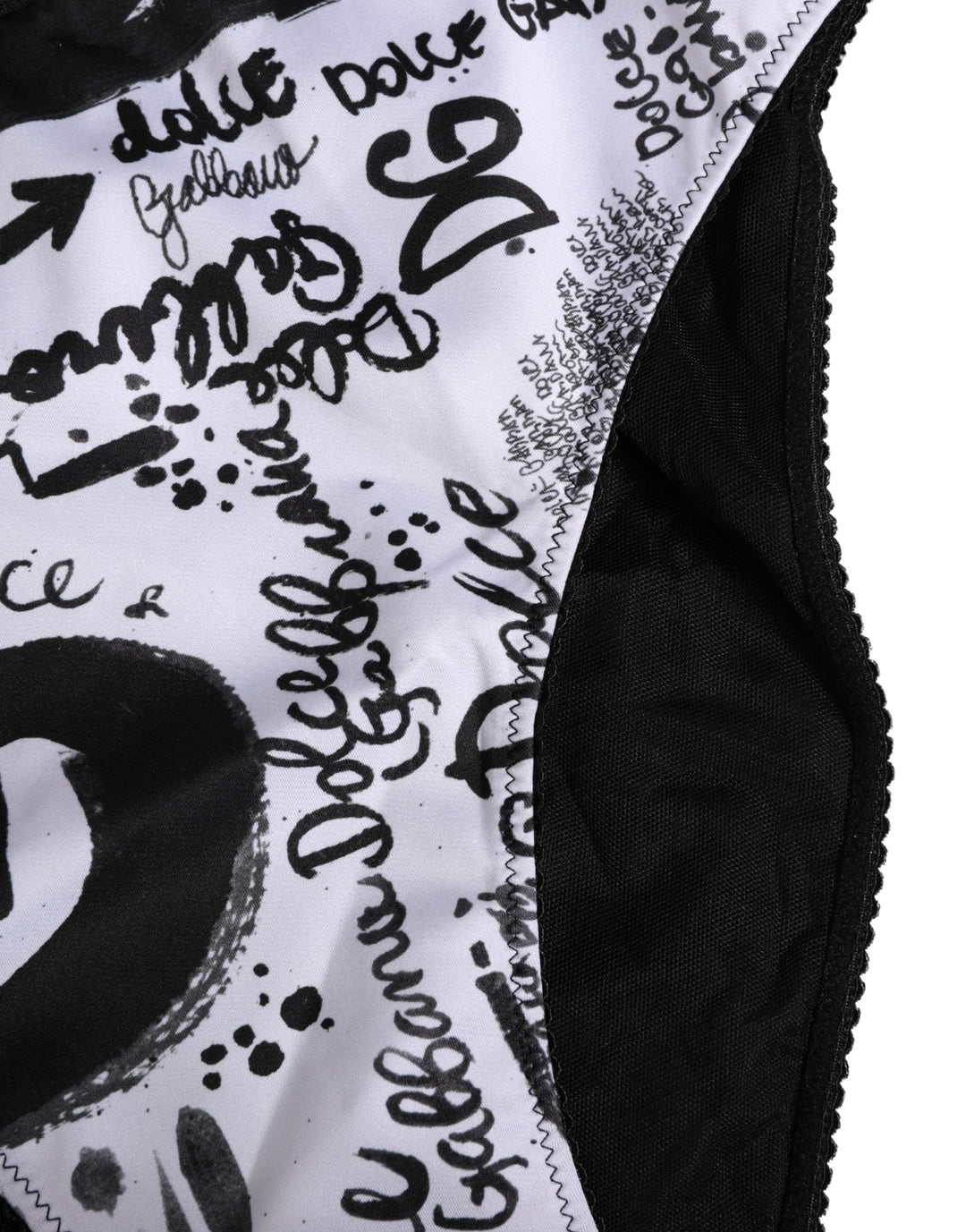 Women’s Dolce &amp; Gabbana Black White Graphic Logo High Brief Underwear