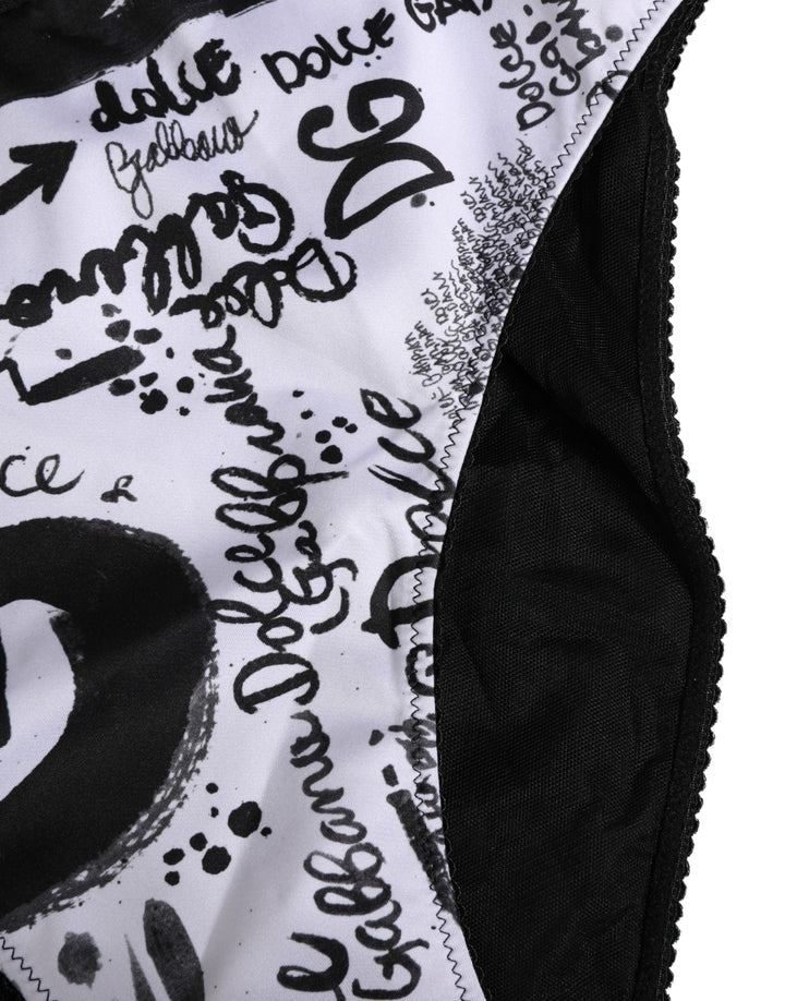 Women’s Dolce &amp; Gabbana Black White Graphic Logo High Brief Underwear