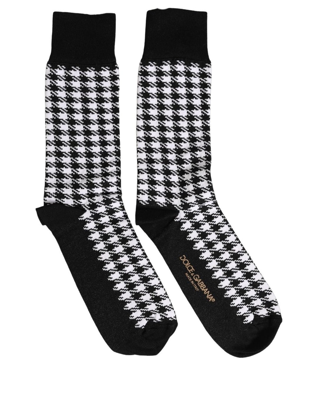 Women’s Dolce &amp; Gabbana Black White Houndstooth Mid Calf Accessory Socks