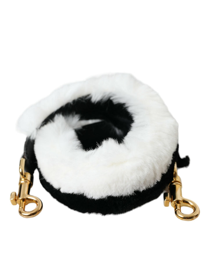 Women’s Dolce &amp; Gabbana Black White Lapin Fur Accessory Shoulder Strap