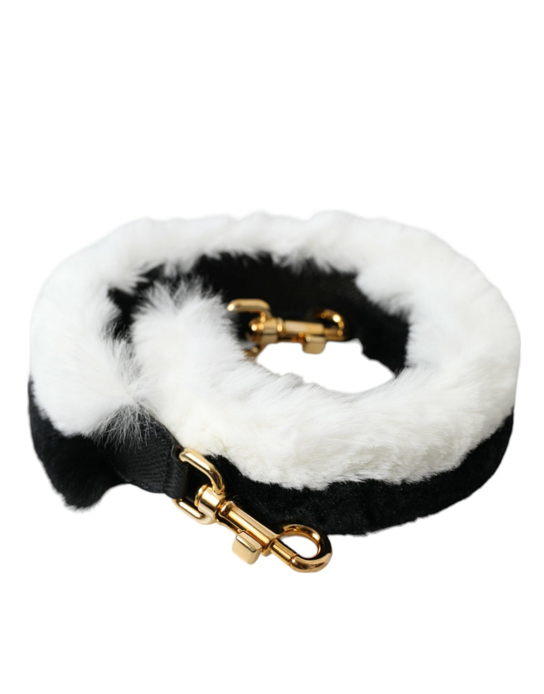 Women’s Dolce &amp; Gabbana Black White Lapin Fur Accessory Shoulder Strap