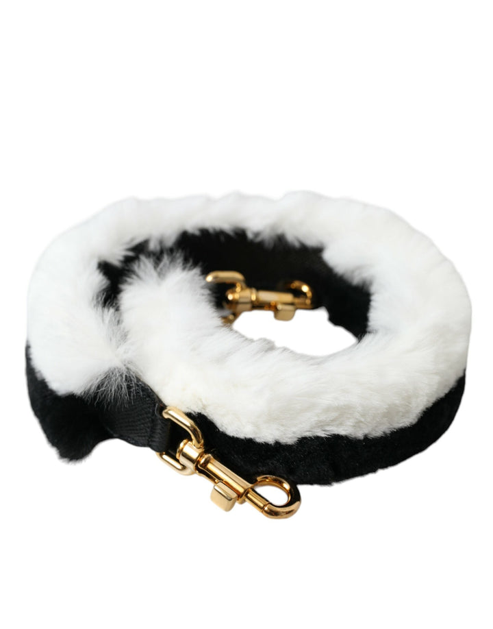 Women’s Dolce &amp; Gabbana Black White Lapin Fur Accessory Shoulder Strap