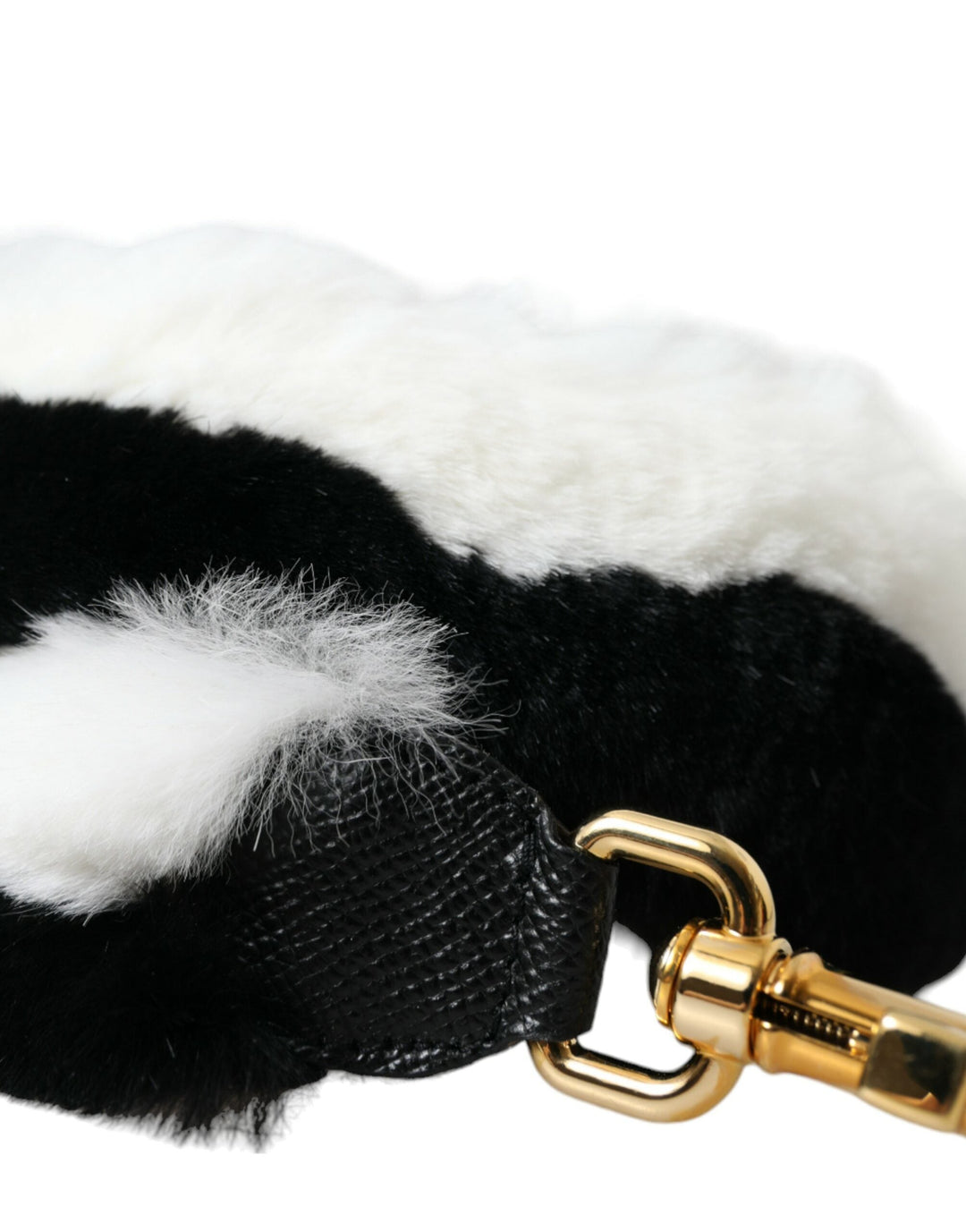 Women’s Dolce &amp; Gabbana Black White Lapin Fur Accessory Shoulder Strap