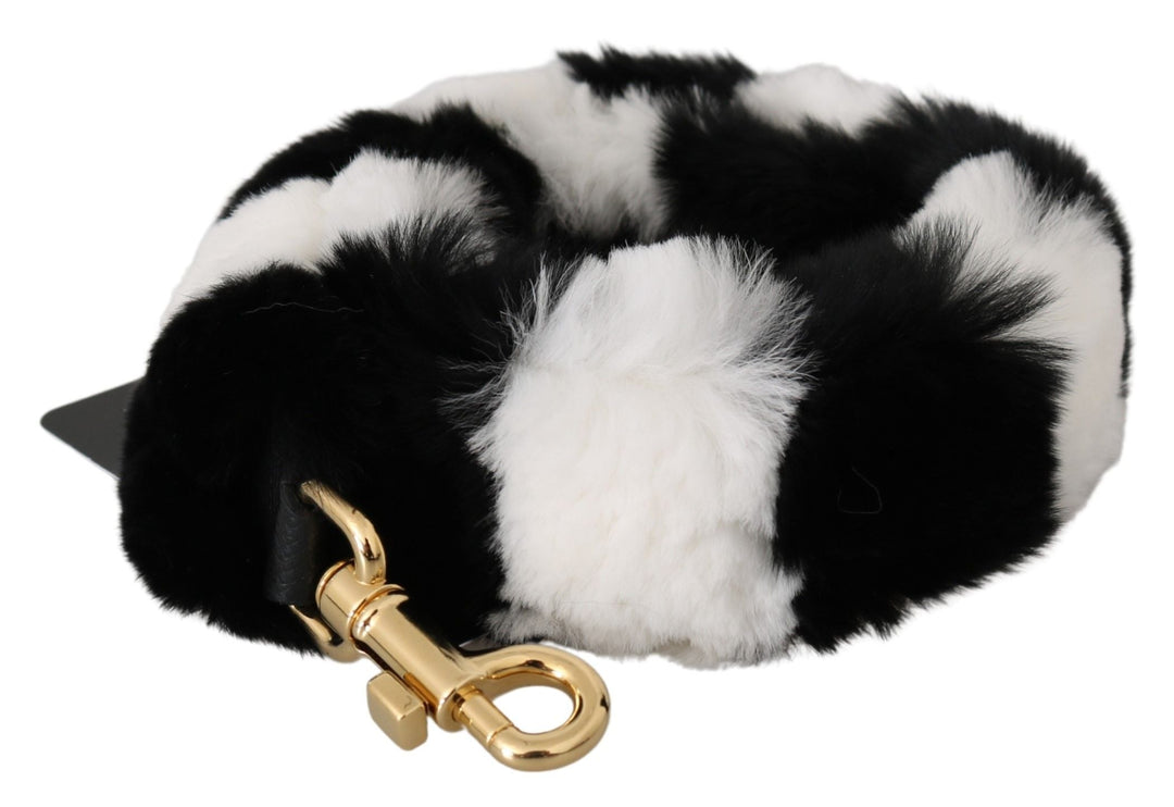 Women’s Dolce & Gabbana Black White Lapin Fur Accessory Shoulder Strap