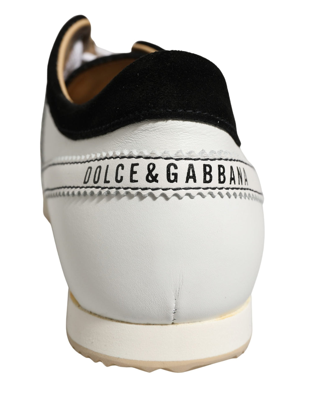Dolce &amp; Gabbana Black White Leather Suede Low Top Sneakers Shoes