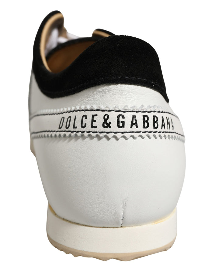 Dolce &amp; Gabbana Black White Leather Suede Low Top Sneakers Shoes