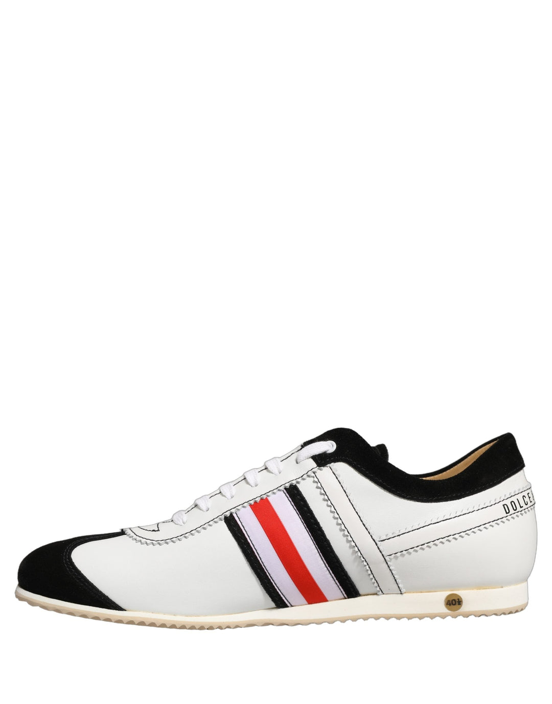Dolce &amp; Gabbana Black White Leather Suede Low Top Sneakers Shoes