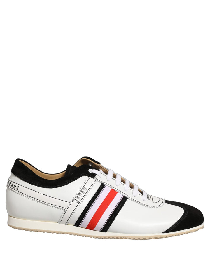 Dolce &amp; Gabbana Black White Leather Suede Low Top Sneakers Shoes