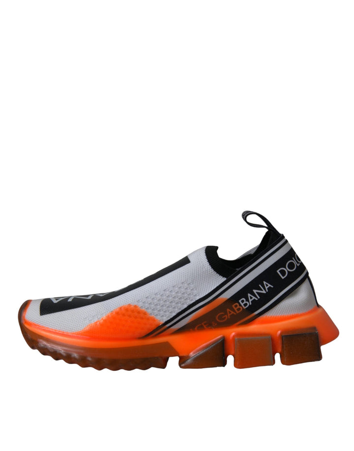 Dolce &amp; Gabbana Black White Orange Slip On Sorrento Sneakers Shoes