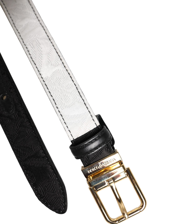 Women’s Dolce &amp; Gabbana Black White Patchwork Gold Metal Buckle Belt