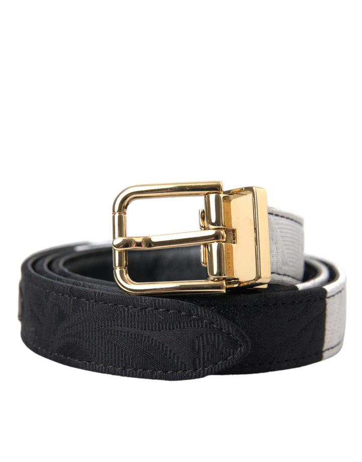 Women’s Dolce &amp; Gabbana Black White Patchwork Gold Metal Buckle Belt