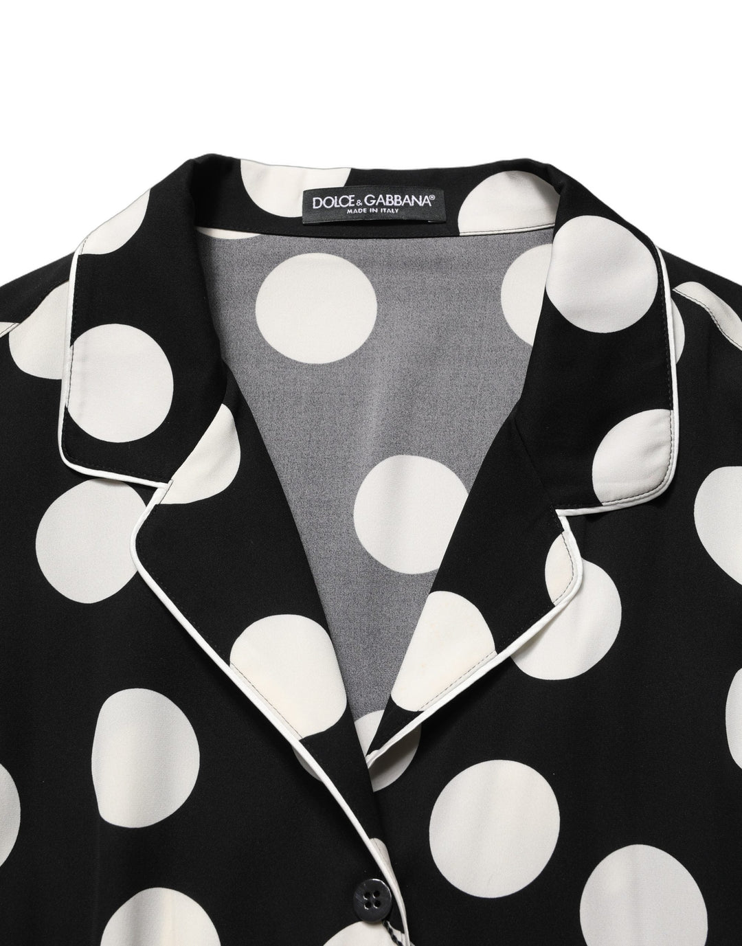 Women’s Dolce &amp; Gabbana Black White Polka Dot Pajama 2 Piece Set Sleepwear