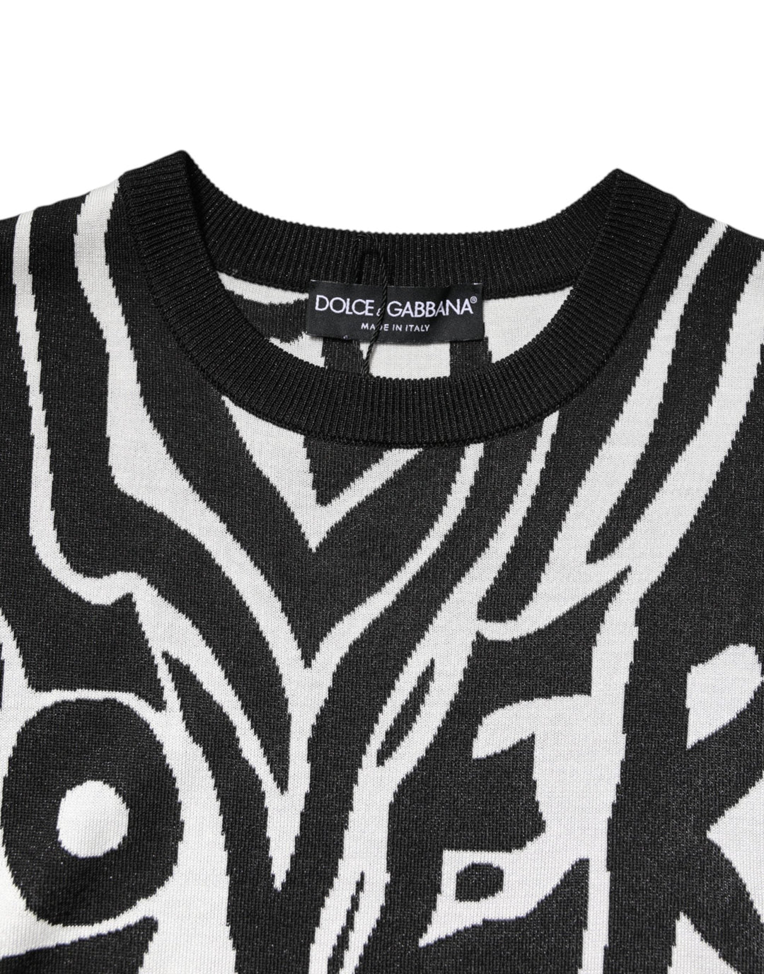 Women’s Dolce &amp; Gabbana Black White Print Women Pullover Sweater