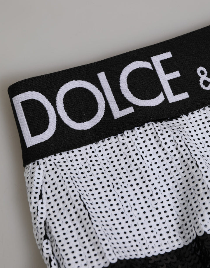 Women’s Dolce &amp; Gabbana Black White Sequin High Waist Panty Underwear